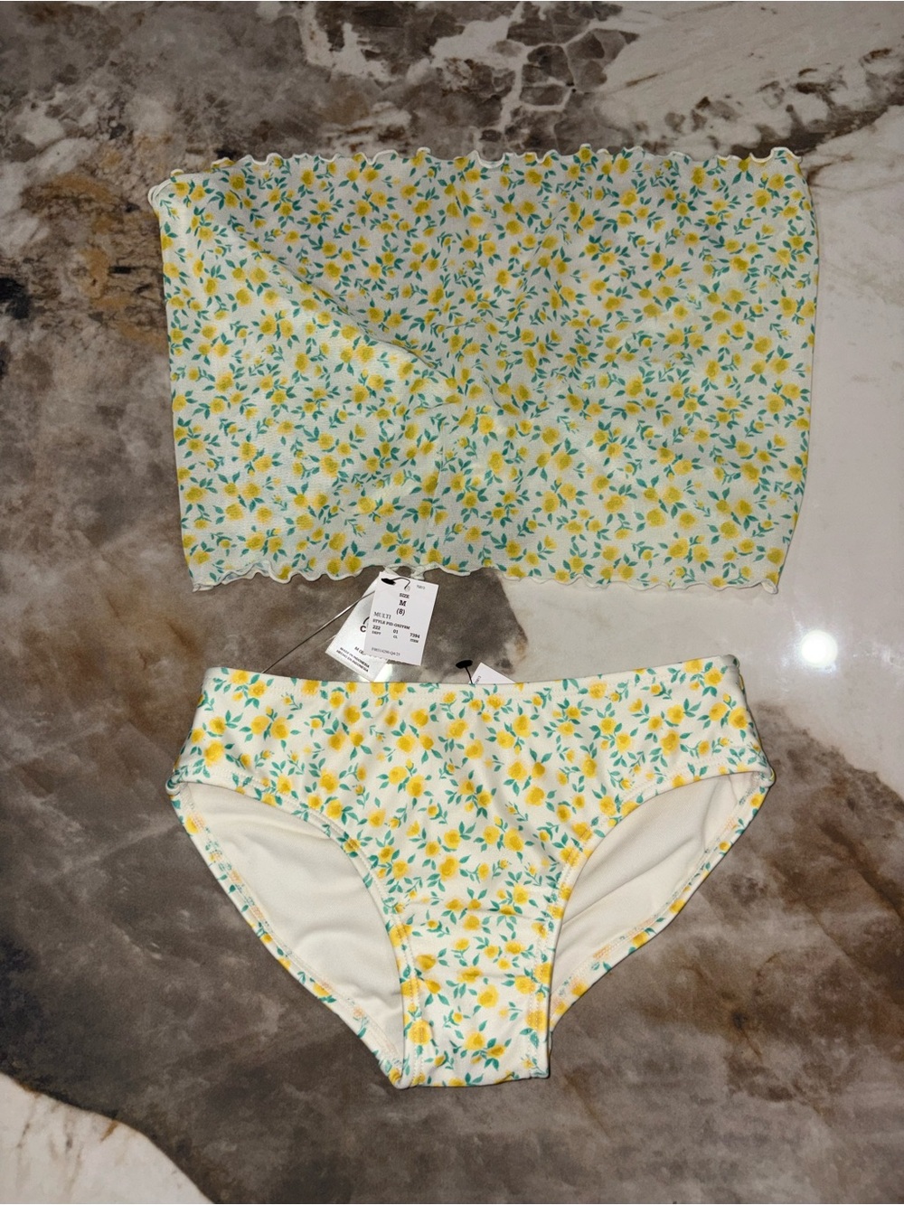 art class Yellow and Teal Floral Swim Two-Piece